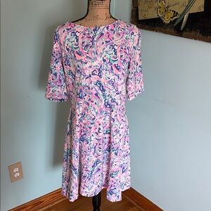 Lilly Pulitzer Pink and Purple Swirl Midi Dress